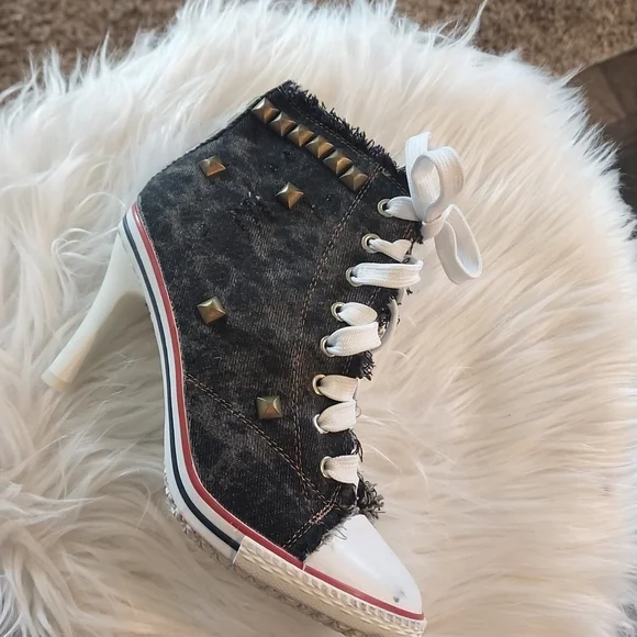 New denim ankle high heel boots/shoes - Picture 5 of 5